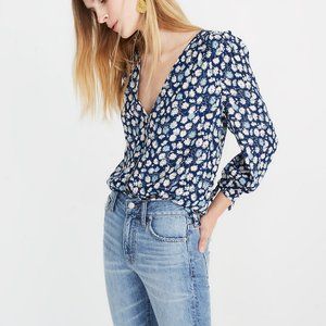 Madewell Tie Sleeve Top in French Floral – Size M
